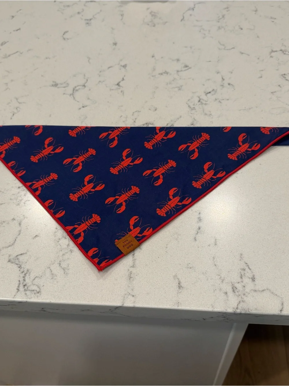 The Foggy Dog Navy Bandana with Red Lobster Print - Medium - NWOT